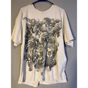 Vintage Marvel T-shirt White Mens Size XL Captain Wolverine Hulk Iron Man